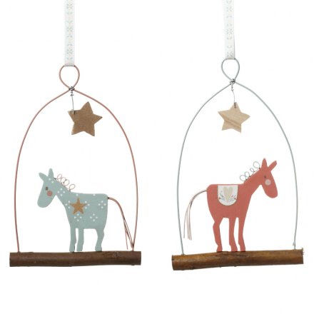 Wooden Hanging Red Horse, 2a