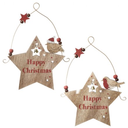 Hanging Wooden Happy Christmas Decor Mix