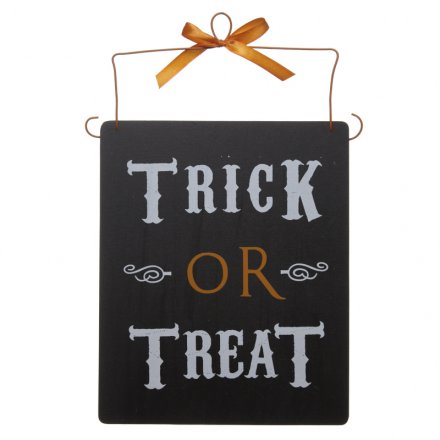Wooden Sign with Trick or Treat Text
