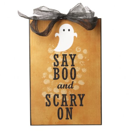 Say Boo and Scary On Sign Halloween
