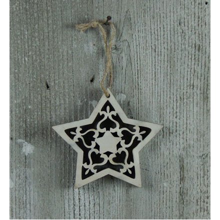 Wooden Stencil White Washed Star 
