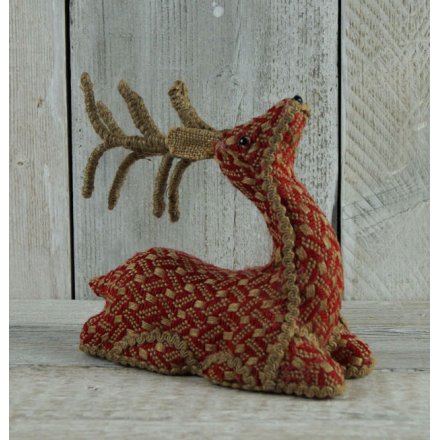 Laying Patterned Reindeer 21cm