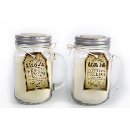 Mason Jar Candles Mix Linen Cotton 13.5cm