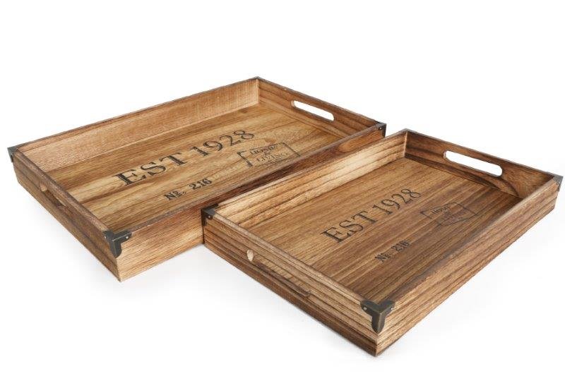 GS0114 / Set 2 Wooden Trays 25178 Kitchen & Dining / Trays
