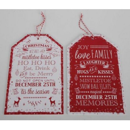 Large Xmas Hanging Wooden Tag Plaque Mix 23cm