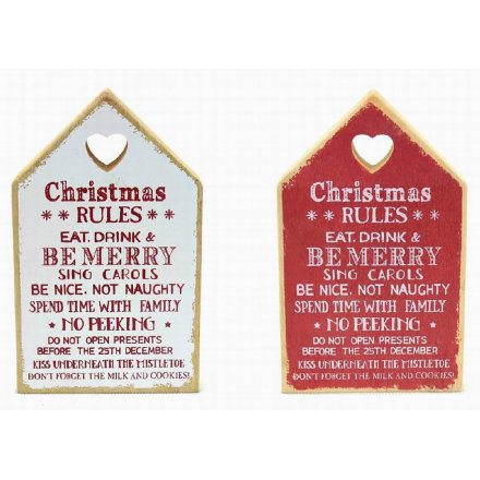 Christmas Rules Plaque