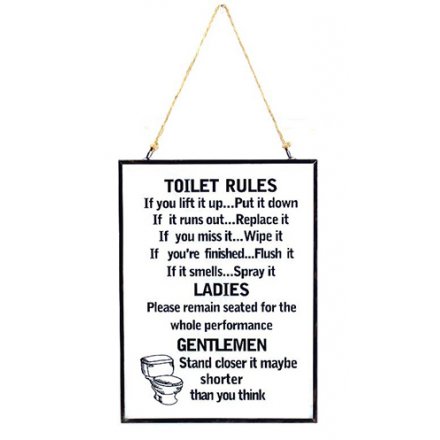 Toilet Rules Metal Hanging Plq