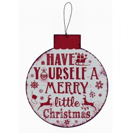 Christmas Bauble Hanging Sign 21cm