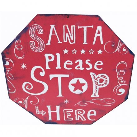 Santa Please Stop Here Sign 25cm