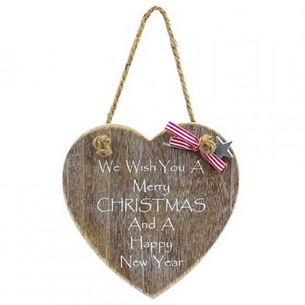 Merry Christmas Wooden Heart Sign