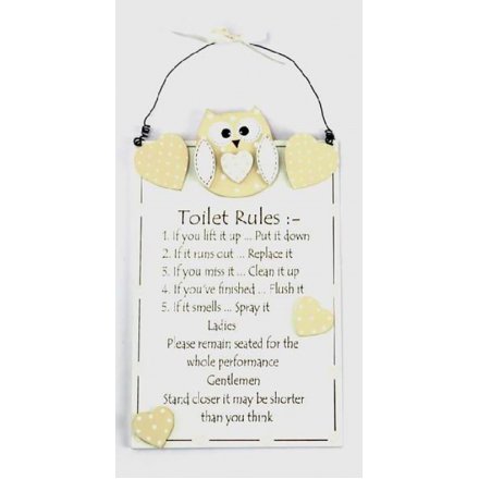Cutie Owl Toilet Rules Plaque