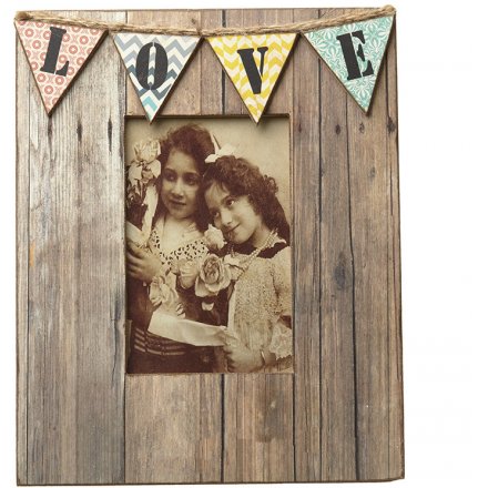 Wooden Bunting Love Photo Frame