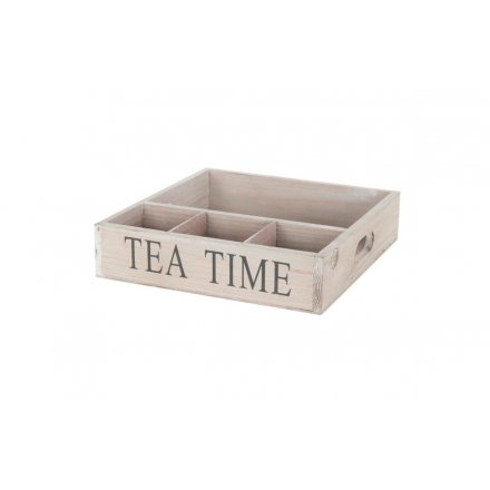 Wooden Tray Tea Time 22cm