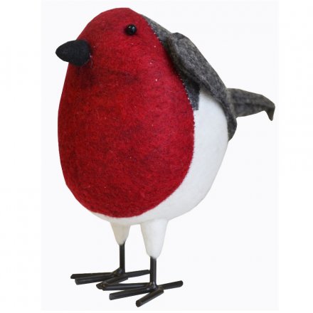 A small and stylish felt robin decoration in rich festive colours.