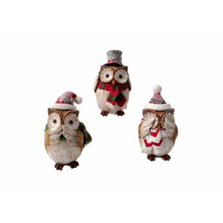Decorative Owl Xmas Ornament Mix