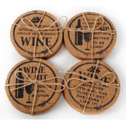 Pack of 4 Cork Coasters Mix 10cm