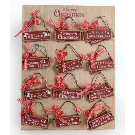 Wooden Natural Christmas Signs Mix 8cm