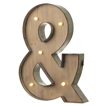 Rustic wooden letter & with LED lights