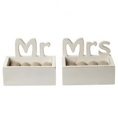 Chic wooden ring box set with MR & MRS cut out