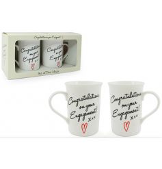 Set of 2 mugs in a matching gift box with Congratulations text