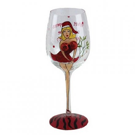 Under The Mistletoe Wine Glass