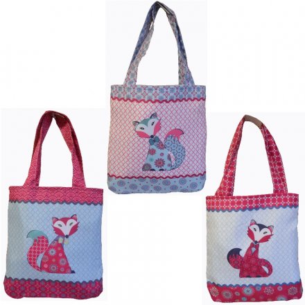 An assortment of 3 fabric bags with pretty fox design