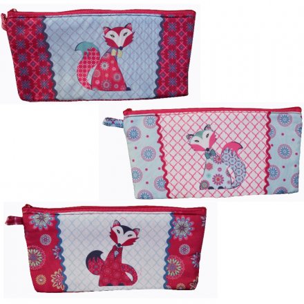 Patchwork pencil case in an assortment of 3 pretty fox designs