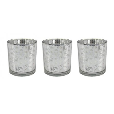 Pack of 3 Silver Mirror Candle Holders 8cm