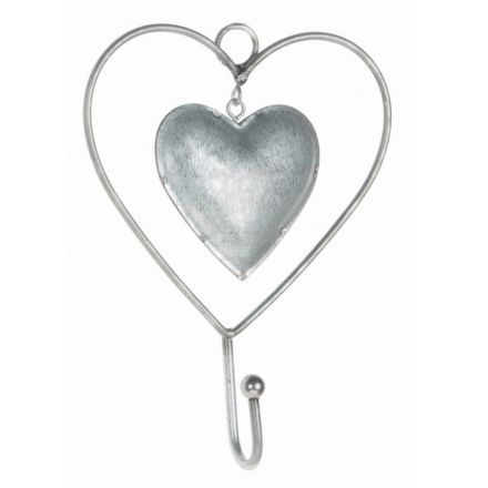 Zinc Heart Hook 15cm