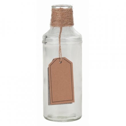 Glass Bottle W/Tag, Clear