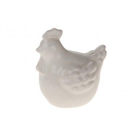 Ceramic Crackle Hen White 13cm