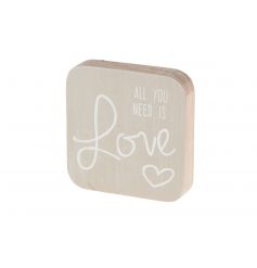 Shabby chic wooden block sign with All You Need Is Love text
