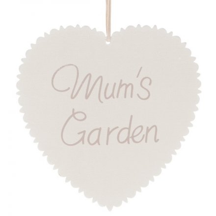 Mum's Garden White Wooden Heart
