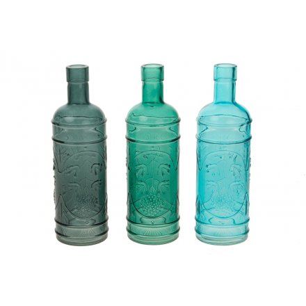 Vintage Blue Mix Glass Classic Bottle, 3a