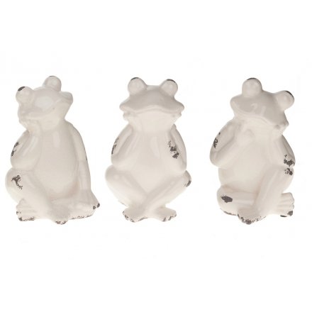 Ceramic Frog Ornaments, Antique White Mix