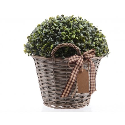 Artficial Boxwood Willow Basket, 31cm