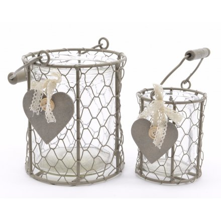 Zinc Lantern With Heart Set