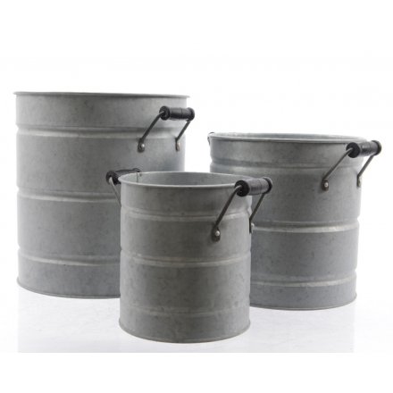 Zinc Bucket With Handle set of 3
