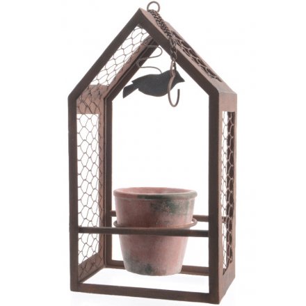 Iron House With Planter 28cm