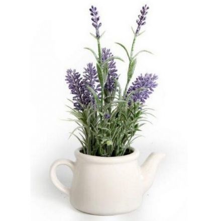 Ceramic Teapot With Lavender, 15cm 