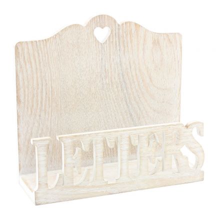Natural wooden letter rack with a popular shabby and chic design