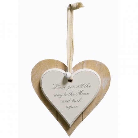 Double hanging heart sign with popular text and bells