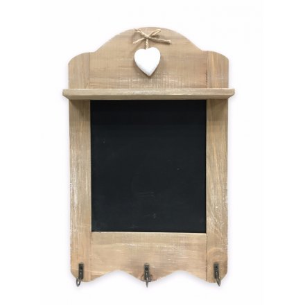 Shabby wooden hanging chalkboard with hooks