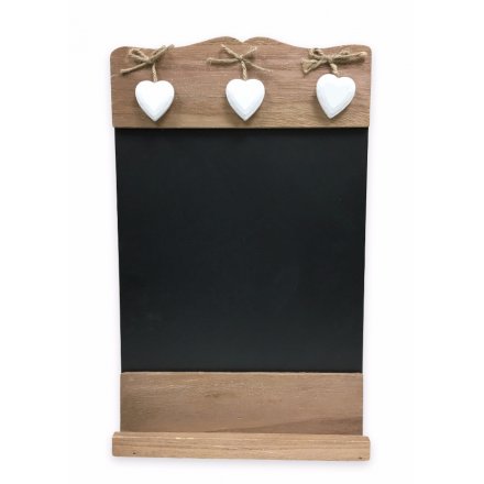 Wall hanging chalkboard, decorated with hearts
