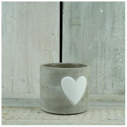 Heart Whitewashed Stone Pot 