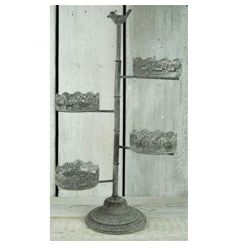 Rustic metal plate stand with decorative bird