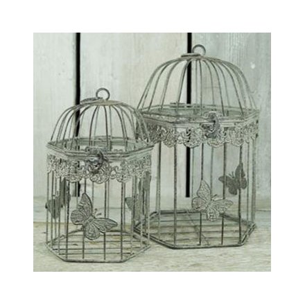 Set of 2 Metal Butterfly Bird Cage, 26846