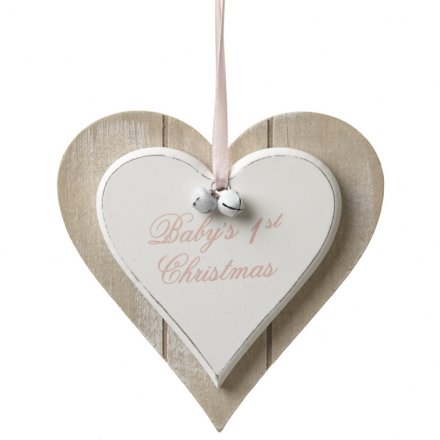 1st Christmas Hanging Wooden Heart