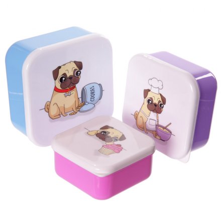 Set Of 3 Lunch Boxes - Pug