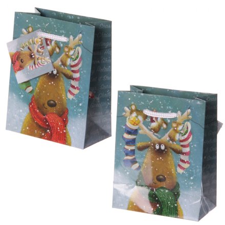 Snowy Reindeer Gift Bags, Small